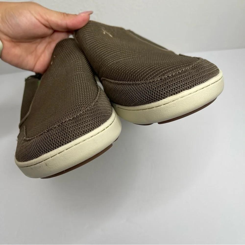OluKai Nohea Mesh Men's Slip On Casual Loafer Shoes Size 11 Gray Brown/Green